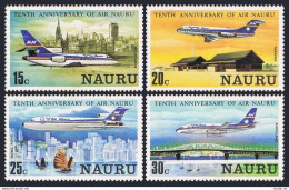 Nauru 210-213, MNH. Michel 207-210. Air Nauru-10, 1980. Planes, Junk, Bridge. - Nauru