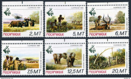 Mozambique 745-750,MNH. Mi 816-821. EXPO-1991. Buffalo,Hunters,Impala,Elephants. - Mozambique