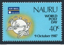 Nauru 338,339 Sheet, MNH. Mi 337,338 Bl.7. World Post Day 1987. UPU Emblem, Map. - Nauru