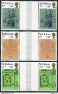 St Helena 338-340 Gutter,340a,MNH.Michel 327-329,Bl.5. LONDON-1980.Ship,Stone. - St. Helena