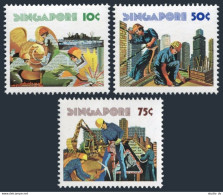 Singapore 276-278,MNH.Michel 279-281. Labor Day 1977.Harbor Improvements,Workers - Singapore (1959-...)