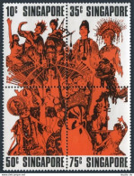 Singapore 179-182a Block, MNH. Michel 182-185. National Day, 1973. Entertainers. - Singapour (1959-...)