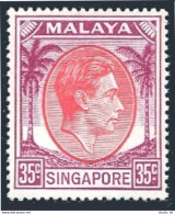 Singapore 15 Perf 18, Hinged. Michel 15C. King George VI, 1952. Palms. - Singapour (1959-...)