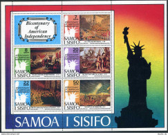 Samoa 432a Sheet, MNH. Mi Bl.10. American Bicentennial, 1976. Battles.Paintings. - Samoa