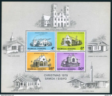 Samoa 517-520 Gutter,520a, MNH. Michel 419-422, Bl.20. Christmas 1979. Churches. - Samoa (Staat)