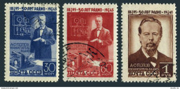 Russia 989-991, CTO. Mi 965-967. Invention Of Radio By A.S.Popov, 50th Ann. 1945 - Used Stamps
