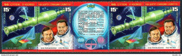 Russia 4663-4664a Strip 2/label,MNH.Michel 4728-47-27 Fs. Romanenco,Grechko,1978 - Ungebraucht