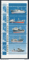 Russia 3303-3307a Strip, MNH. Mi 3326-3330. Fishing Industry, Ships, Fish. 1967. - Unused Stamps