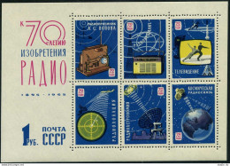 Russia 3040, MNH. Mi 3061-3066 Bl.39. A.S. Popov's Radio Pioneer Work, 70, 1965. - Unused Stamps