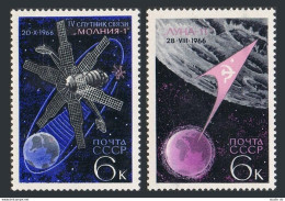 Russia 3288-3289,MNH.Michel 3311-3312.  Spacce,1966.Molniya 1,Luna 11 Moon Probe - Neufs
