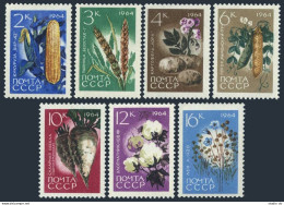 Russia 2913-2919, MNH. Mi 2922-2928A. Agricultural Plants, 1964. Corn,Wheat,Bean - Neufs
