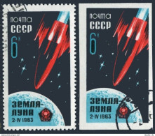 Russia 2728,2728 Imperf,CTO.Michel 2743A-2743B. Soviet Rocket To The Moon.1963. - Gebruikt