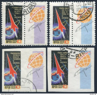 Russia 2578a-2578b/label Perf & Imperf, CTO. Yuri Gagarin Flight, 1st Ann. 1962. - Gebruikt