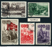 Russia 1289/1294,2nd Print,CTO.Mi 1280-1283,1285. Young Communist League,1948. - Gebraucht
