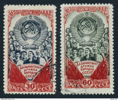 Russia 1244-1245,CTO.Michel 1227-1228. USSR,25th Ann,1948.Arms,Citizens. - Usati