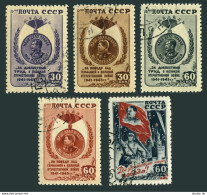 Russia 1021-1025 Bl./25, CTO. Mi 1003-1007. WW II. Victory Medals, Stalin. 1946. - Gebraucht