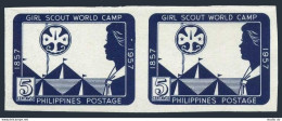 Philippines 637a Imperf Pair,MNH. Girl Scout World Jamboree,Quezon City,1957. - Filipinas