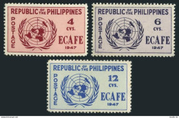 Philippines 516-518, Hinged. Mi 476A-478A, UN ECAFE Commission, 1947. UN Emblem. - Filippine
