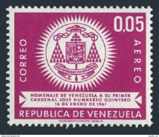 Venezuela C785,C785a,MNH.Michel 1431,Bl.5. Arms Of Cardinal Quintero.1962. - Venezuela