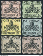 Vatican J13-J19, MNH. Michel P13-P18. Due Stamps 1954. Papal Arms, Key. - Strafport