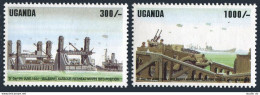 Uganda 1258-1259,1260,MNH.Mi 1380-1381,Bl.218. D-Day,50.1994.Mulberry Harbor. - Ouganda (1962-...)