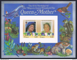 Tuvalu Nui 54-55 Imperf,MNH.Michel Bl.2-3. Queen Mother,85th Birthday.Fauna. - Tuvalu