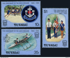 Tuvalu 204-206 SPECIMEN,MNH. Mi 194-196. Boy's Brigade,1983:Badge,Running,Canoe, - Tuvalu