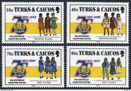 Turks & Caicos 705-709, MNH. Michel 772-775, Bl.64. Girl Guides, 1985. Uniforms. - Turcas Y Caicos