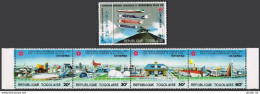 Togo 736-740a Strip, C134, MNH. Mi 802-807,Bl.48. EXPO-1970, Osaka. Pavilions - Togo (1960-...)