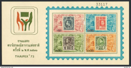 Thailand 679a Sheet,MNH.Michel Bl.2. THAIPEX-1973 PhilEXPO.Kings,Flowers. - Thailand