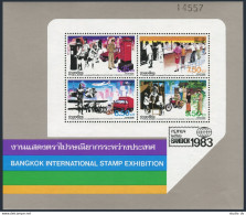 Thailand 1036a Sheet, MNH. Michel Bl.13A. BANGKOK-1983. Planes, Car, Motorcycle. - Tailandia