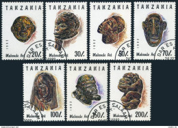 Tanzania 985A-985G,CTO.Michel 1437-1443. Various Carved Faces,1992. - Tanzanie (1964-...)