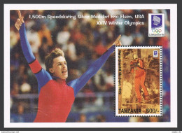 Tanzania 1032,MNH.Michel Bl.B216. Olympics Lillehammer-1994 Logo.Downhill Skiing - Tansania (1964-...)