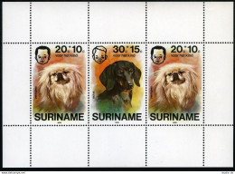 Surinam B233a Sheet, MNH. Michel Bl.17. Dogs 1976. Pekingese, Dachshund. - Suriname