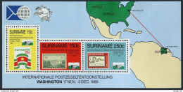 Surinam 851a Sheet, MNH. Michel Bl.51. EXPO Washington-1989. Flag, Snake Poster. - Suriname