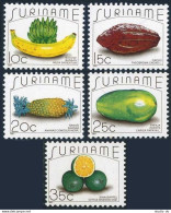 Surinam 775-779, MNH. Mi 1235-1239. Fruits 1987. Bananas,Cacao,Pineapple,Papaya, - Surinam