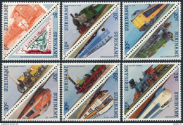 Surinam 712-723 Pairs, MNH. Michel 1134-1145. Trains 1985. - Surinam