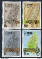St Lucia 888-891, MNH. Michel 895-898. Cadastral Survey Of St Lucia, 1987. Map. - St.Lucie (1979-...)