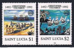 St Lucia 991-992, MNH. Michel 1001-1002. America-500, 1992. Columbus Fleet. OECS - St.Lucia (1979-...)
