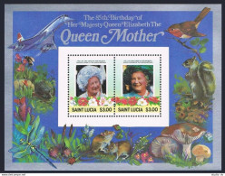 St Lucia 787-788,MNH.Michel 793-796 Bl.41-42. QE Mother Jubilee,1985.Wild Life. - St.Lucie (1979-...)