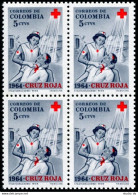 Colombia RA61 Block/4,MNH.Michel Zw63. Postal Tax 1965.Red Cross Worker,patient. - Colombie