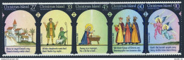 Christmas Island 174-178a Strip, MNH. Michel 211-215. Christmas 1985. Songs. - Christmas Island