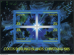 Cocos Isls 151 Sheet, MNH. Michel 156-159 Bl.5. Christmas 1985. Palm, Star. - Kokosinseln (Keeling Islands)