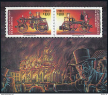 Chile 1048a, MNH. Michel Bl.29. Antique Fire Engines, 1993. Canada, GB. - Chile