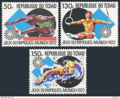 Chad 260-263,MNH. Michel 550-552,Bl.44. Olympics Munich-1972:Hurdles,Gymnastics, - Tchad (1960-...)