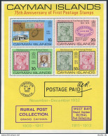 Cayman 371a Sheet, MNH. Michel Bl.9. First Postage Stamps, 75th Ann. 1976. - Caimán (Islas)