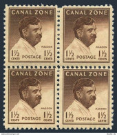 Canal Zone 137 Block/4, MNH. Michel 120A. Gov Charles E.Magoon. 1948. - Panamá