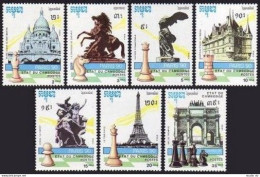 Cambodia 1091-1098, MNH. Mi 1169-1175, Bl.178. PARIS-1990, Views, Chess Pieces. - Camboya