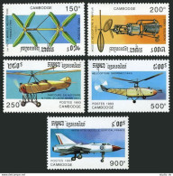 Cambodia 1312-1317,MNH.Michel 1388-1393,Bl.201. Take-Off Aircraft,Helicopters. - Camboya