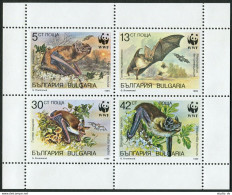Bulgaria 3398-3401a Sheet, MNH. Michel 3741-3744 Klb. WWF 1989. Bats. - Unused Stamps
